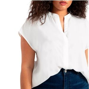 Eloquii Women's Plus Size Notch Collar Blouse
